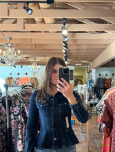 Load image into Gallery viewer, Trucker Denim Peplum Jean Jacket