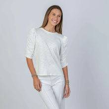 Load image into Gallery viewer, Sophie Ruched Elbow - length T-Shirt in dusty blue or white