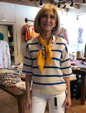 Load image into Gallery viewer, Raine Royal Blue Striped Off White V Neck Lightweight Sweater