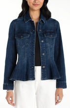 Load image into Gallery viewer, Trucker Denim Peplum Jean Jacket