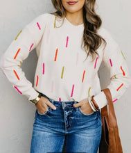 Load image into Gallery viewer, Dash Sweater in Olive and in Cream with Color Stitching