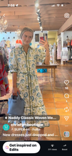 Load image into Gallery viewer, Heather Short Sleeve Green and Blue Floral Pattern Dress with Tie wast