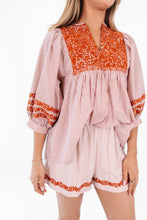 Load image into Gallery viewer, Jess Burnt orange and white Striped Embroidered Top