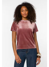 Load image into Gallery viewer, Amanda Short Sleeve Velvet Top in Spiced Pink and Cola Brown