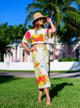 Load image into Gallery viewer, Frannie Wildflower Ivory A Line Button Front Skirt