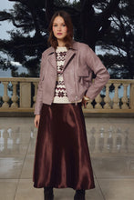 Load image into Gallery viewer, Sammy Satin High-Waisted Skirt in Chocolate & Gunmetal
