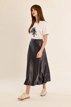 Load image into Gallery viewer, Sammy Satin High-Waisted Skirt in Chocolate & Gunmetal