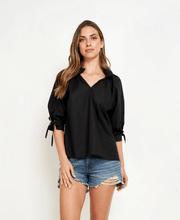 Load image into Gallery viewer, Best Selling Eloise Top with Ruffle Neck and 3/4 Sleeves