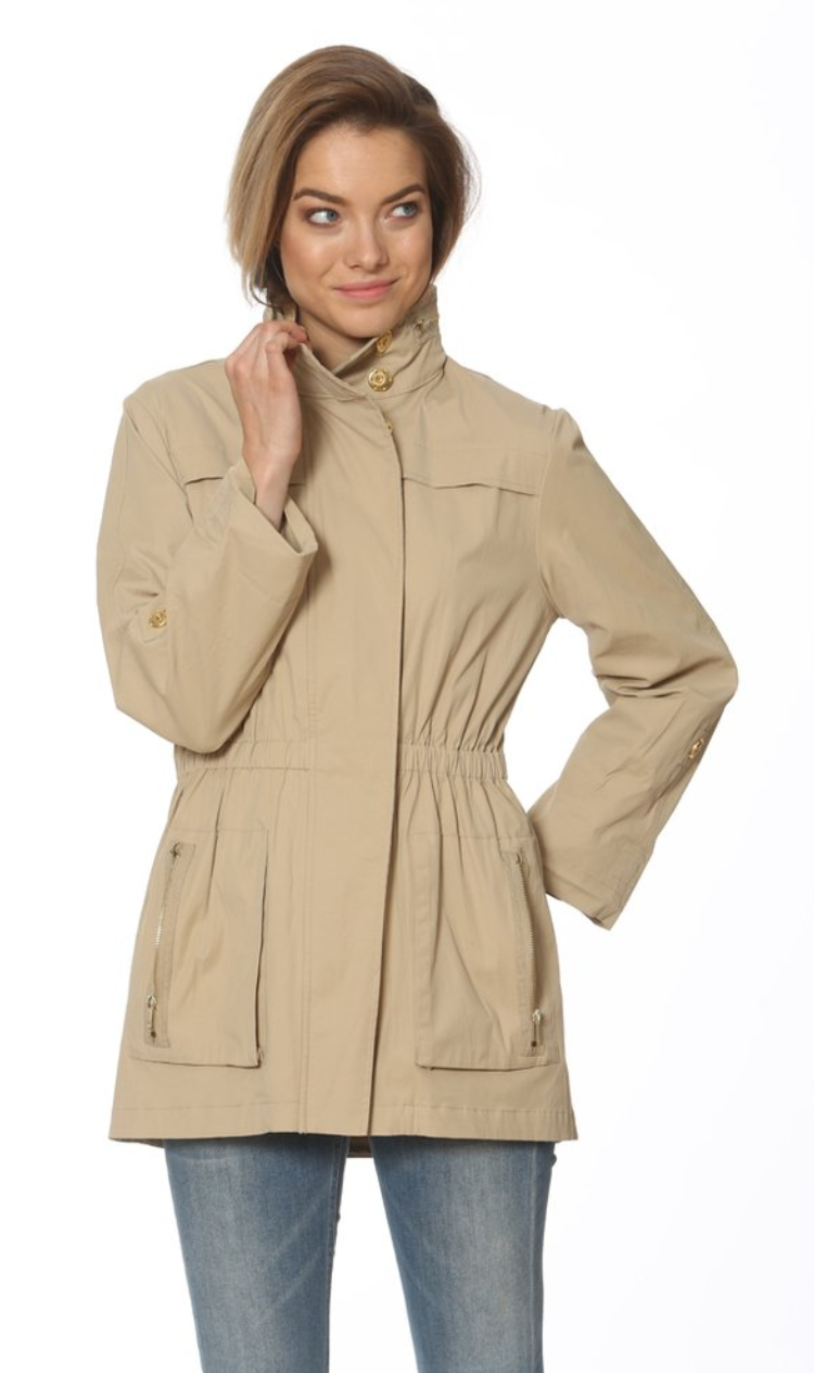 Ciao Milano Tess Water Resistant Jacket - Khaki – Christy M Boutique 6700  Snider Plaza Dallas TX 75205