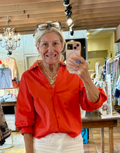 Load image into Gallery viewer, Tomato Tomata Orange Red Puff Sleeve top
