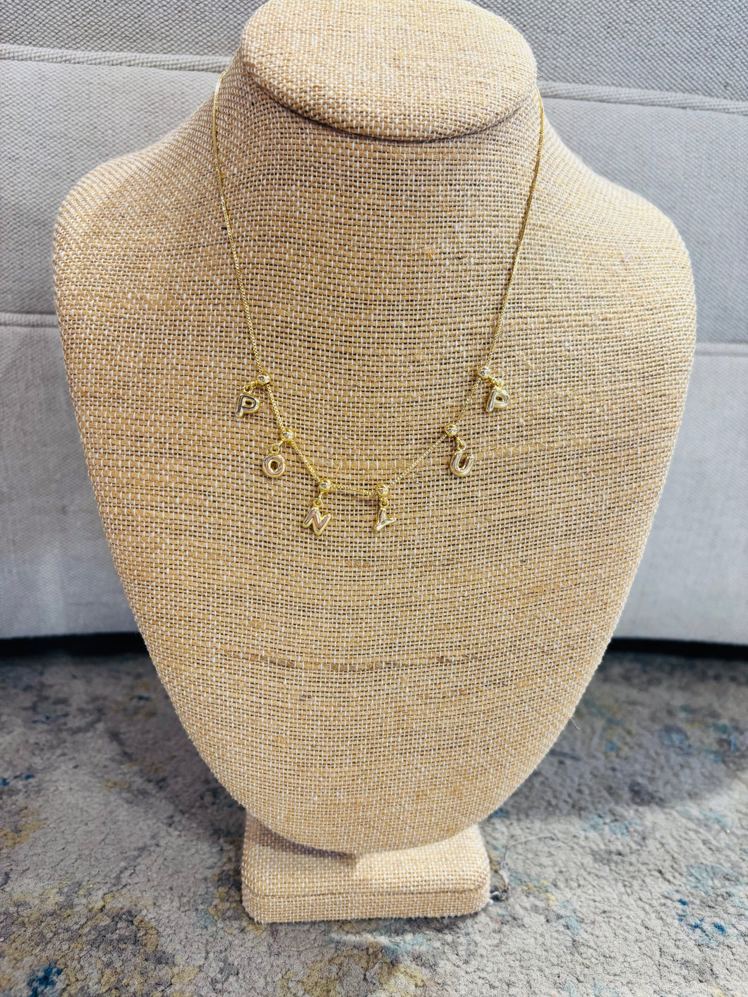 College Gold Letter Necklace