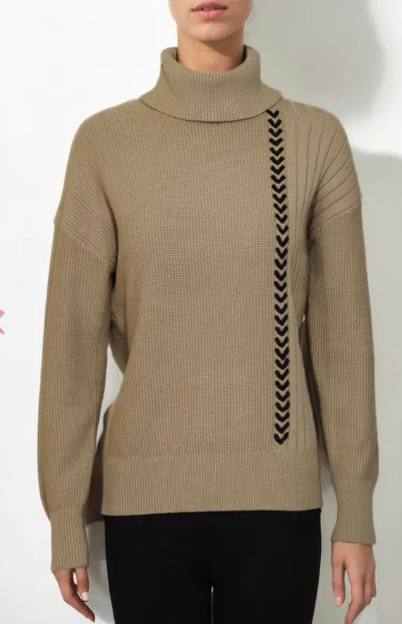 Argent Turtle Neck with  Mixed Stiches Sweater