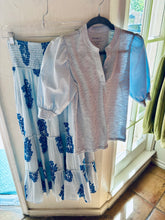 Load image into Gallery viewer, Luna Light Blue and White Midi Skirt
