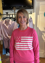 Load image into Gallery viewer, Liberty Flag Crew Neck Light weight Sweater  in Navy &amp; Hot Pink🇺🇸
