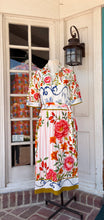 Load image into Gallery viewer, Peony Floral V Neck Collared Dress with 3/4 Sleeves
