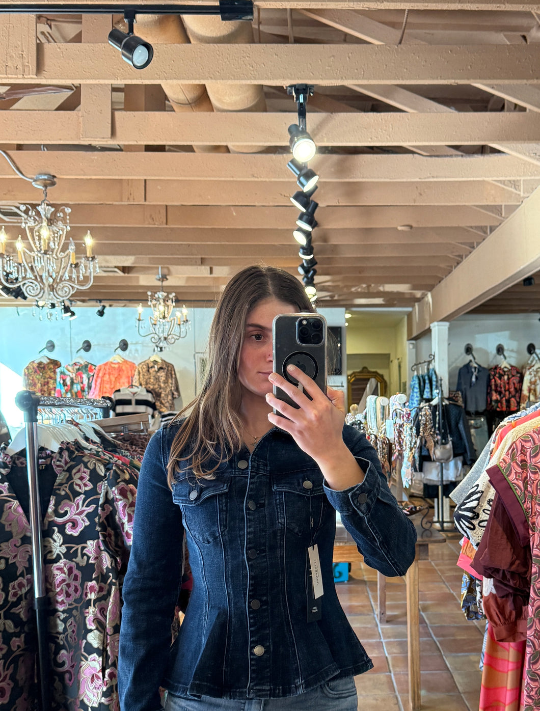 Pumpkin Denim Peplum Jean Jacket