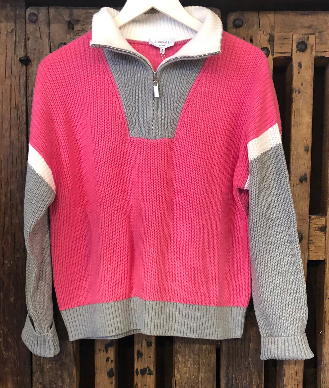 Candy Color block quarter zip Sweater