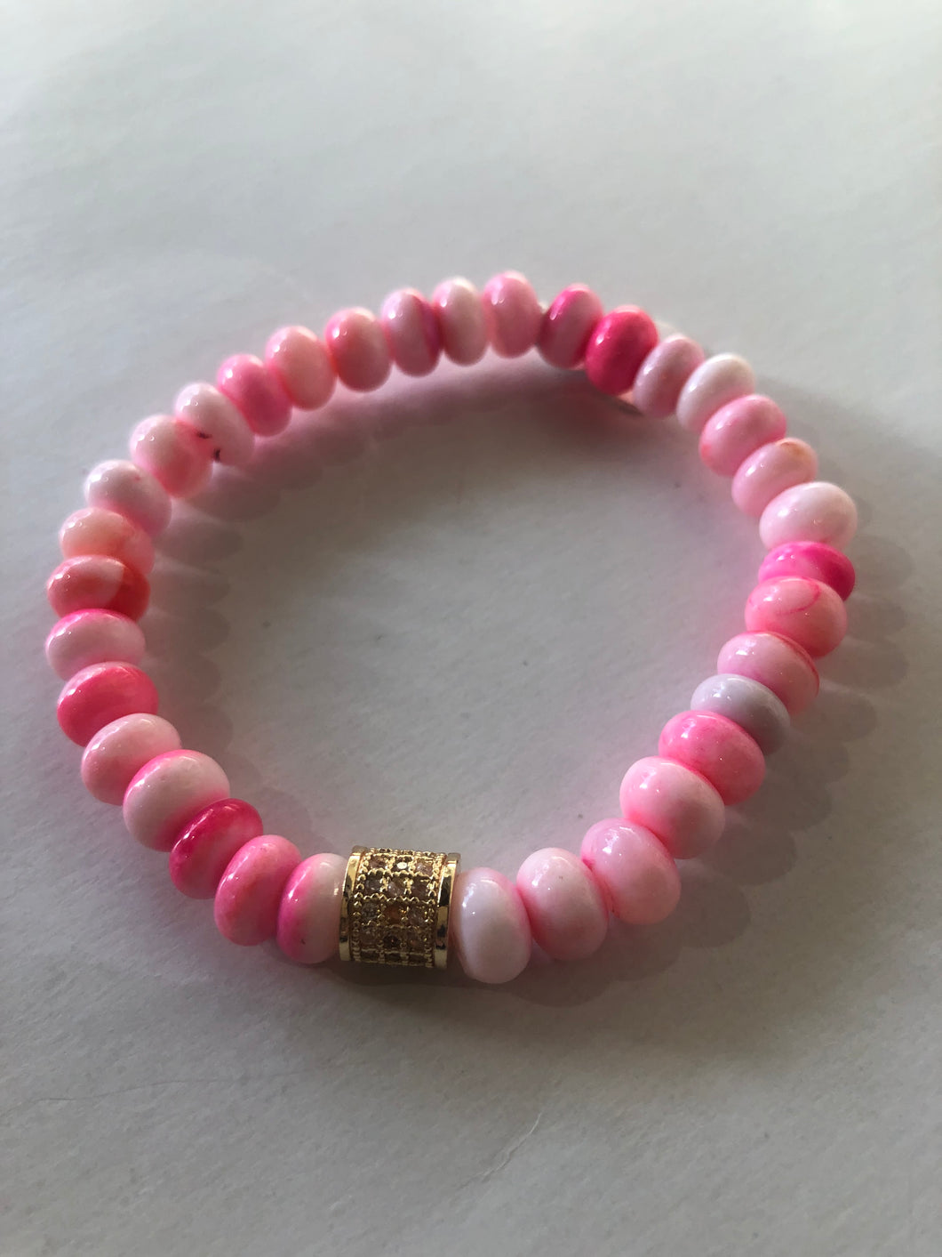 BRACELET Sangria pink beaded Stretch bracelet