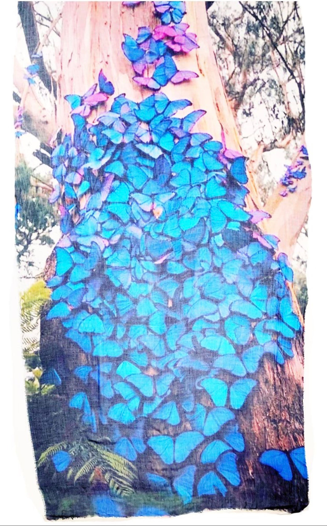 Vintage Butterflies Cobalt Blue Pattern Scarf