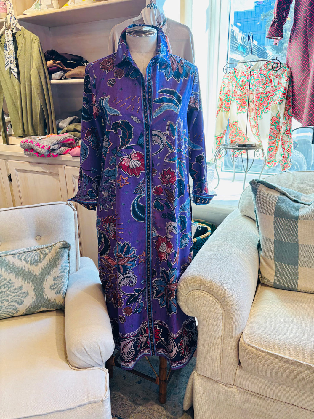 Eliza Purple Sparkle Button down Midi Dress