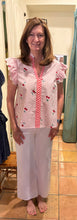 Load image into Gallery viewer, Cherries on Top V Neck top in Red and White with gingham trimed Colar
