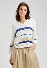 Load image into Gallery viewer, The Cape Navy and White Striped Crew Neck Sweater
