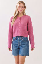 Load image into Gallery viewer, Kimie Button Down Long Sleeve Cardigan - Pink &amp; Green
