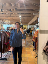 Load image into Gallery viewer, Devon Light Blue V Neck Long Sleeve Top
