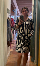 Load image into Gallery viewer, Slade Black and Ivory Geometric Pattern Dress
