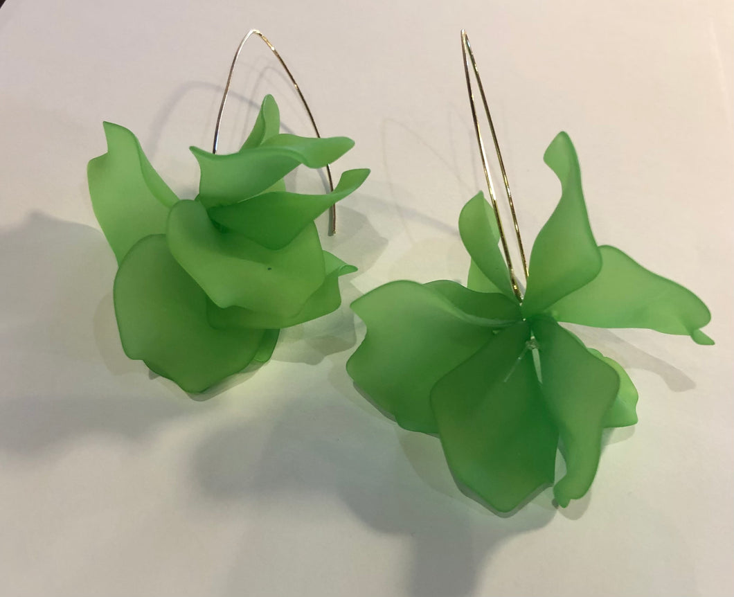 Bloom Petal Earrings in Green or In Pink