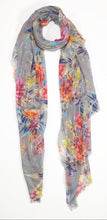 Load image into Gallery viewer, English Floral Scarf with Grey Background
