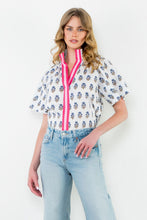 Load image into Gallery viewer, Belinda Floral Print Top with Ribbon Trim front
