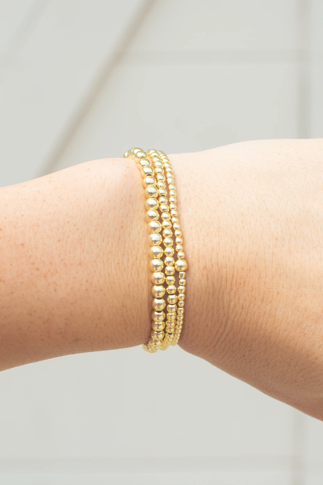 Blake Gold Beaded Set of 3 Stack Bracelets
