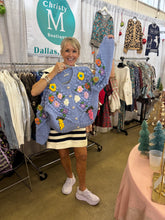Load image into Gallery viewer, Florence popcorn Hand stitched Floral Cardigan
