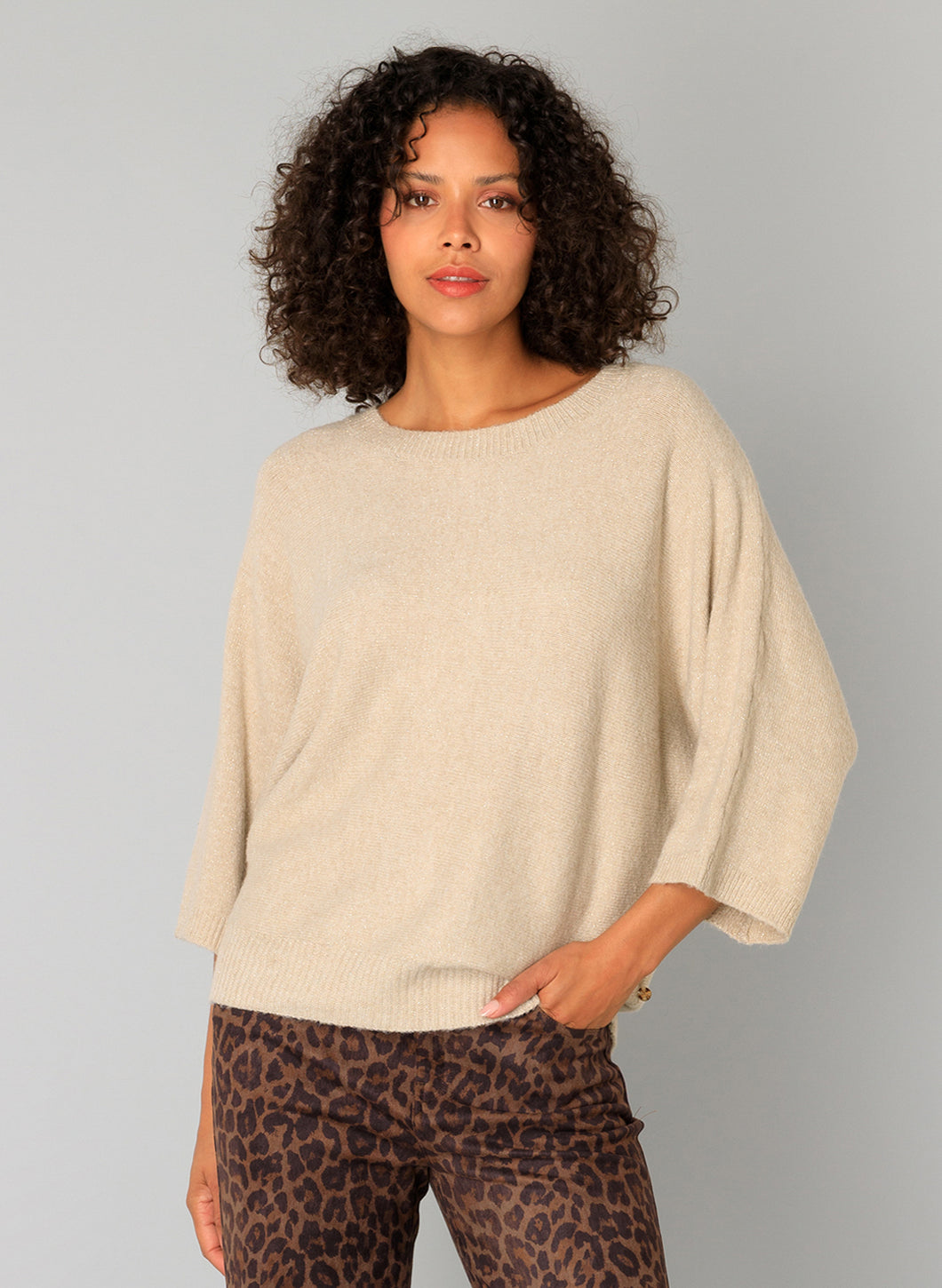 Cati off White/Sand Shimmery Sweater