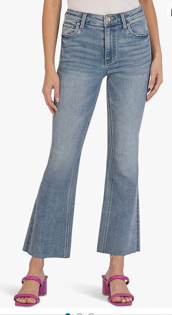 Kelsey in Percetpual With Me Fab Ab Ankle Flare Jeans