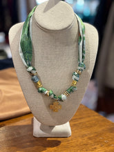 Load image into Gallery viewer, Carly Gold Nuggets and Stone Charm Scarf Necklaces

