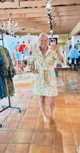 Load image into Gallery viewer, Arden Key Lime 3/4 quarter sleeve, short dress with Sash
