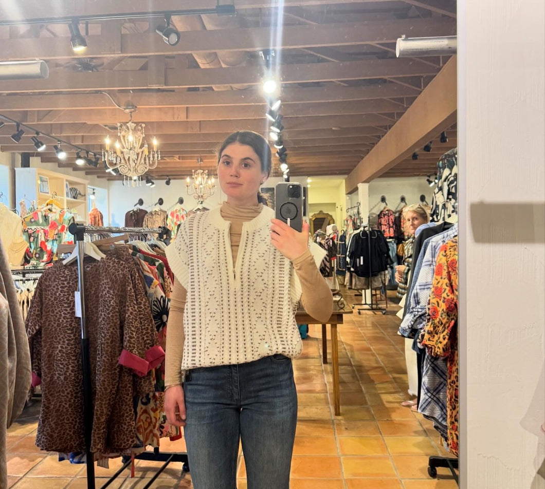 Carlie cap sleeve sweater with zip Neck