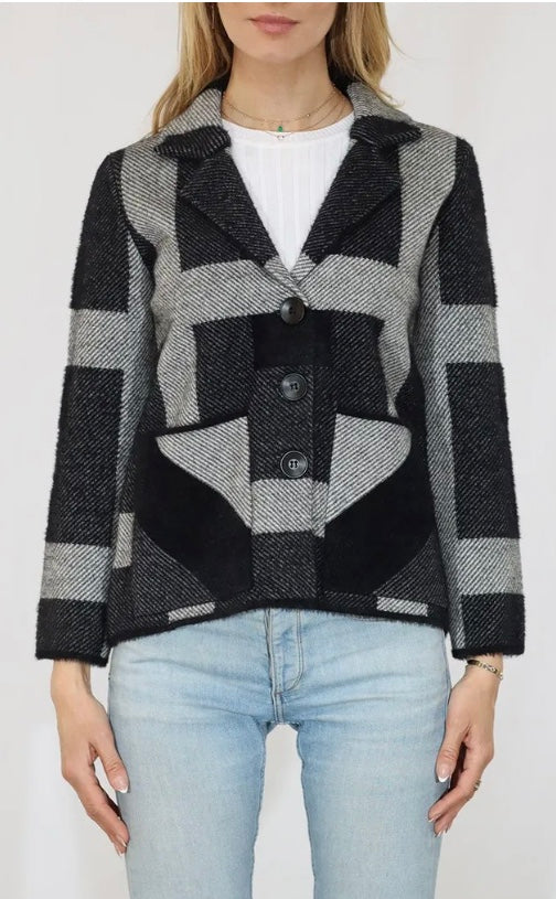 Brandie Color Block Cardigan with Pocket front