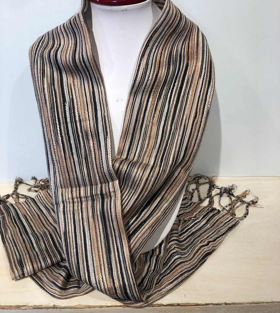 Sharon Cotton Striped Skinny Scarfves in 4 Colors