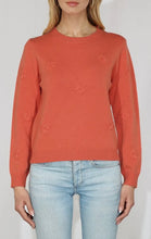 Load image into Gallery viewer, Emmy Green or Orange Crew Neck  Sweater with Embroided Daisies
