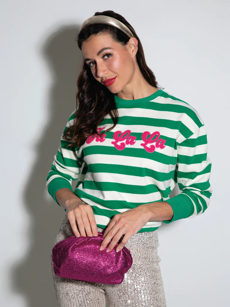 Fa La La Green and White Stripe Sweatshirt