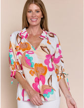 Load image into Gallery viewer, Eloise One Size Top with Ruffle Neck and 3/4 Sleeves
