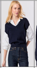 Load image into Gallery viewer, Lauren Sweater in Navy with White Top
