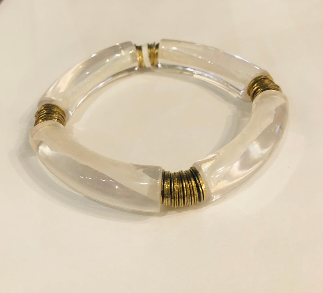 Laird White and Gold Lucite Bracelet