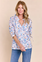 Load image into Gallery viewer, Eloise One Size Top with Ruffle Neck and 3/4 Sleeves
