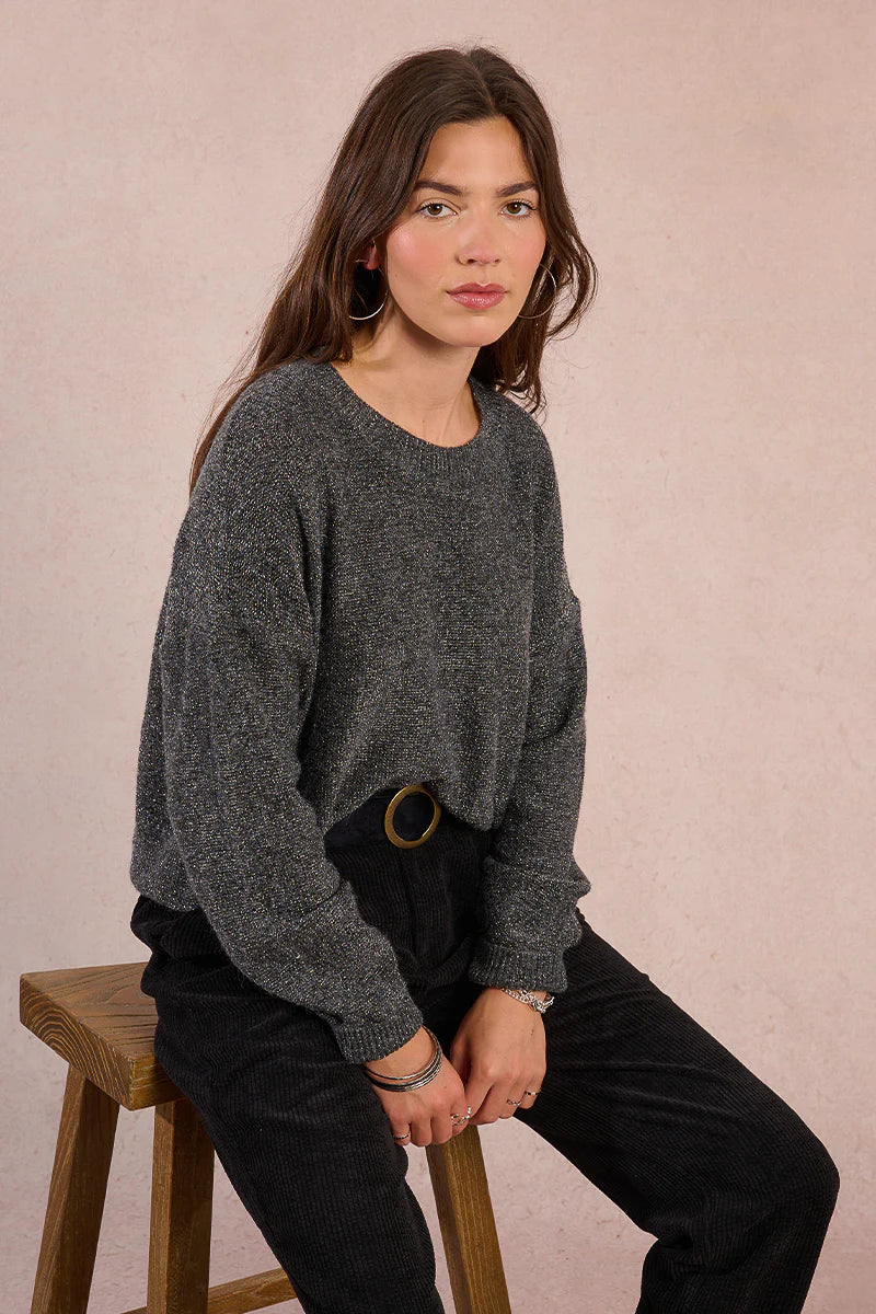 Grayson Knit Crew Neck Top in Grey