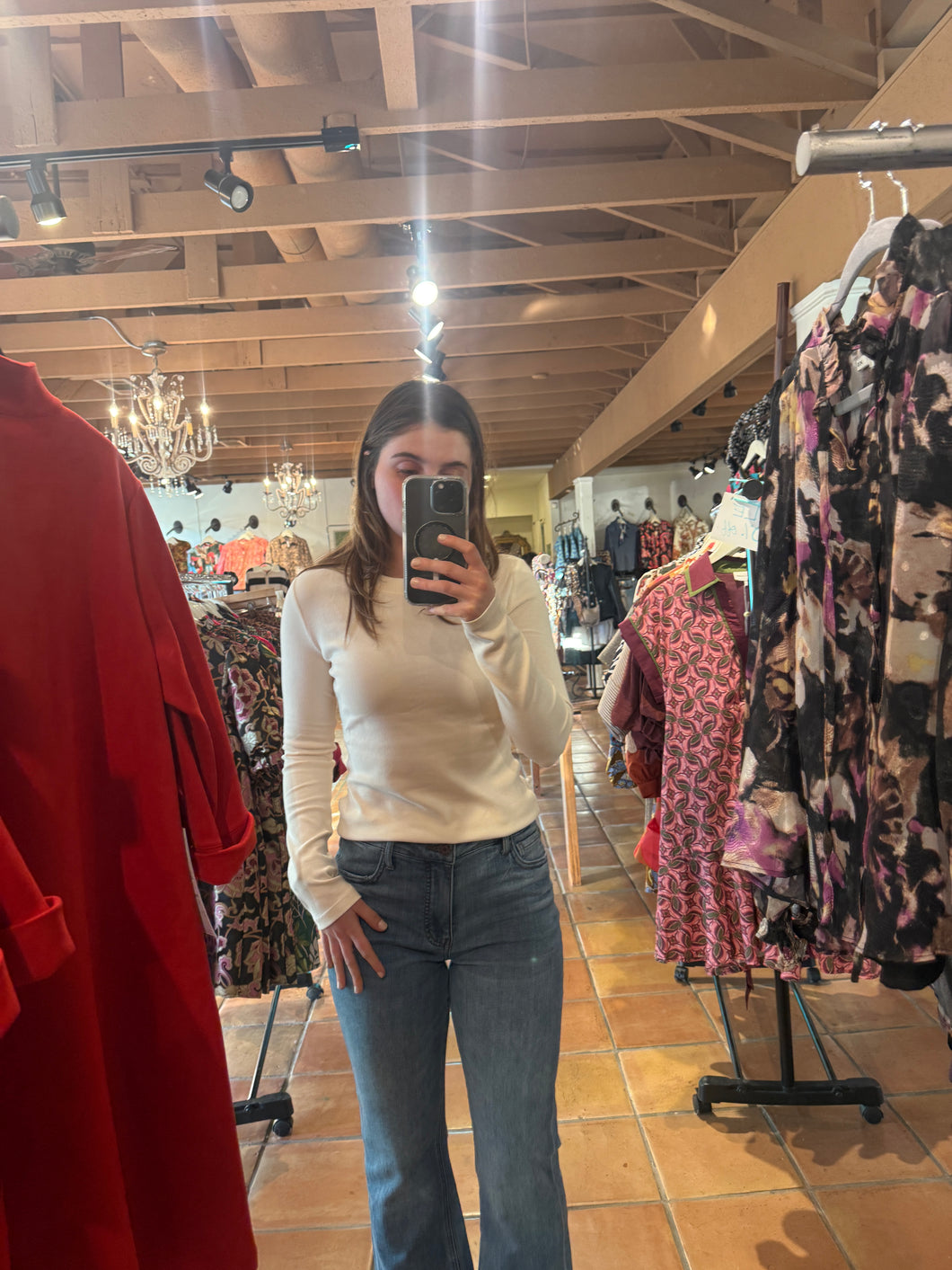 Clara Cream Long Sleeve Layering Top