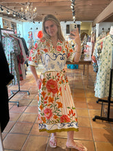 Load image into Gallery viewer, Peony Floral V Neck Collared Dress with 3/4 Sleeves
